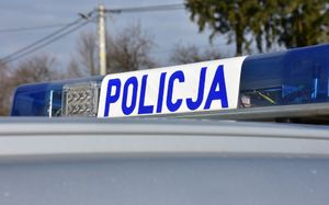 Sygnalizator świetlny na dachu radiowozu z napisem Policja