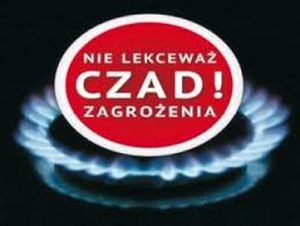 Grafika przedstawiająca palnik a nad nim napis nie lekceważ zagrożenia - czad!