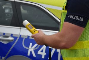 Policjant podczas akcji trzeźwy poranek