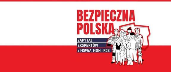 Flaga Polski na której widnieje napis Bezpieczna Polska