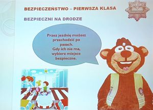 Slajd z programu Bezpieczeństwo-pierwsza klasa