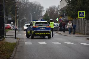 Radiowozy przed stadionem