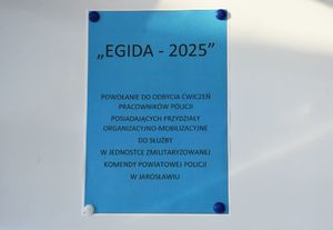Tablica z informacją o ćwiczeniach Egida-25