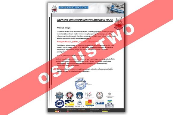 Pismo wysyłane przez oszustów do osób pokrzywdzonych.