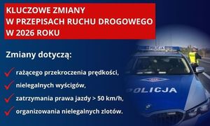 Grafika informująca o kluczowych zmianach w zakresie przepisów ruchu drogowego
