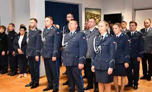 Policjanci podczas uroczystości na auli