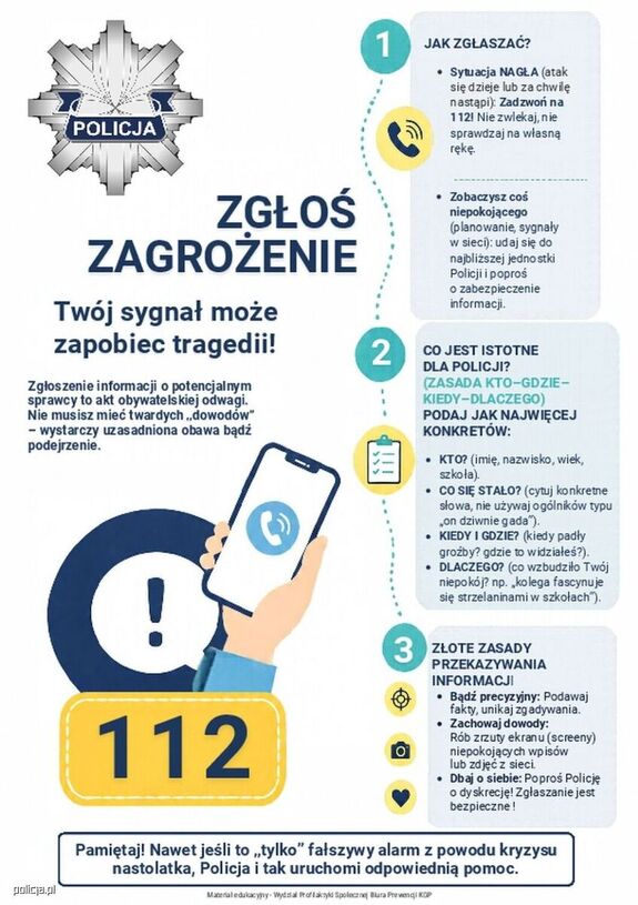 Grafika informująca o ogólnopolskich działaniach informacyjno-edukacyjnych Policji  dla uczniów
